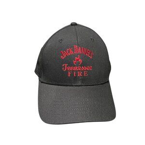 JACK DANIELS Tennessee Fire Trucker Hat Cap‎ Strap Back Embroidered Black NEW